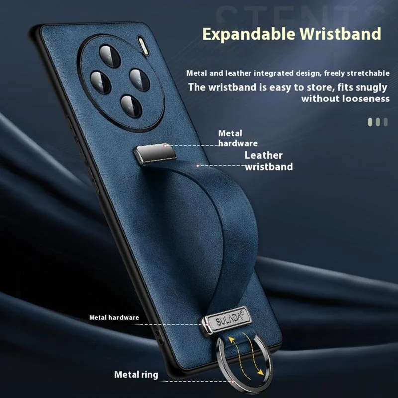 SULADA Mode-Serie für vivo X200 Ultra 5G Hülle Armband Standfuß Leder Rückseite Handyhülle - Blau