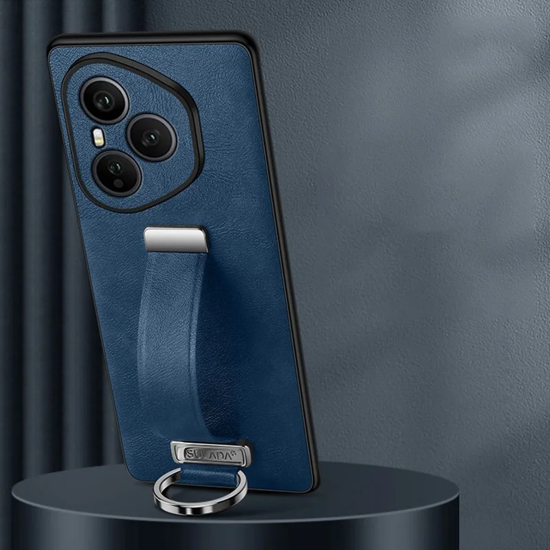 SULADA Serie Fashion per Honor 400 Pro 5G (Globale) Cover con Cinturino da Polso e Supporto in Pelle - Blu