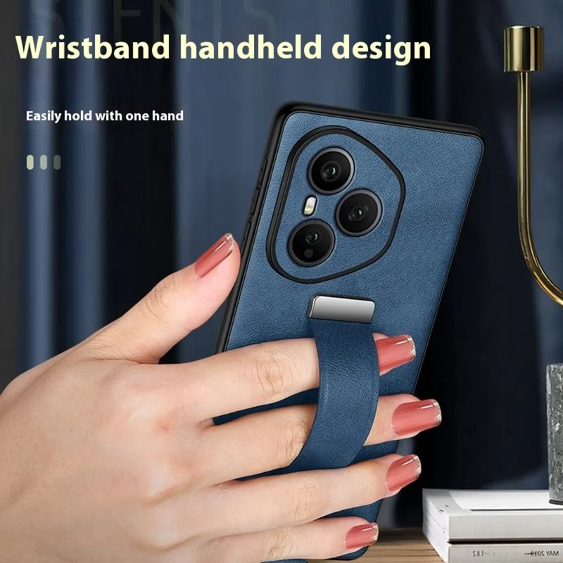 SULADA Serie Fashion per Honor 400 Pro 5G (Globale) Cover con Cinturino da Polso e Supporto in Pelle - Blu