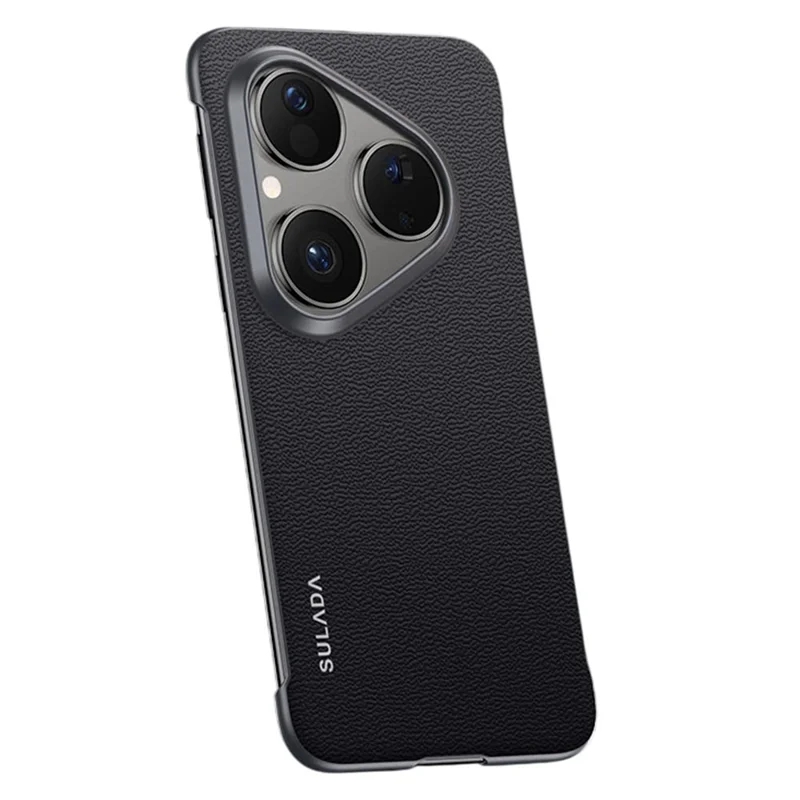 SULADA Per Huawei Pura 80 Cover in Vera Pelle di Mucca Senza Cornice per Retro Telefono - Nero