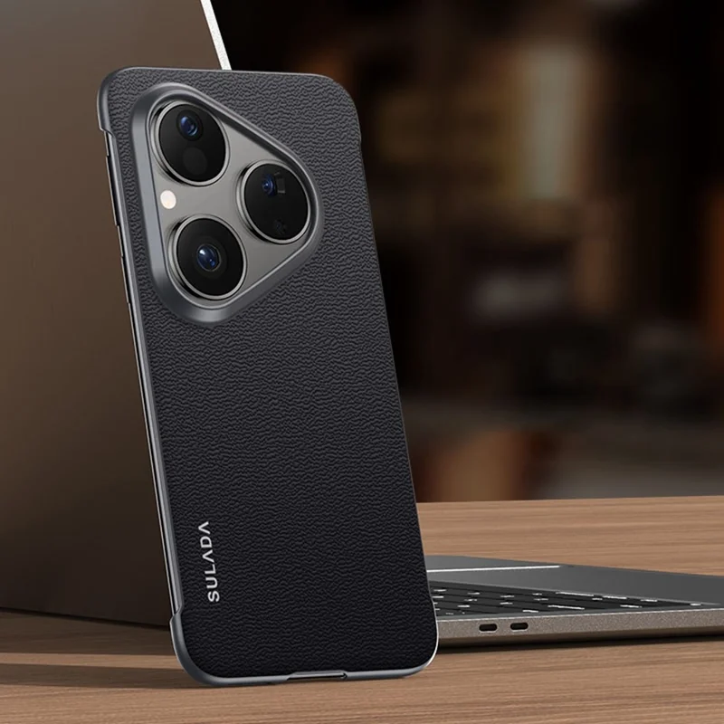 SULADA Per Huawei Pura 80 Cover in Vera Pelle di Mucca Senza Cornice per Retro Telefono - Nero