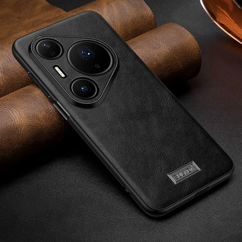 SULADA Hülle für Huawei Pura 80 Pro - Schwarze Ledertasche aus PU-Leder + TPU + PC Rückseite