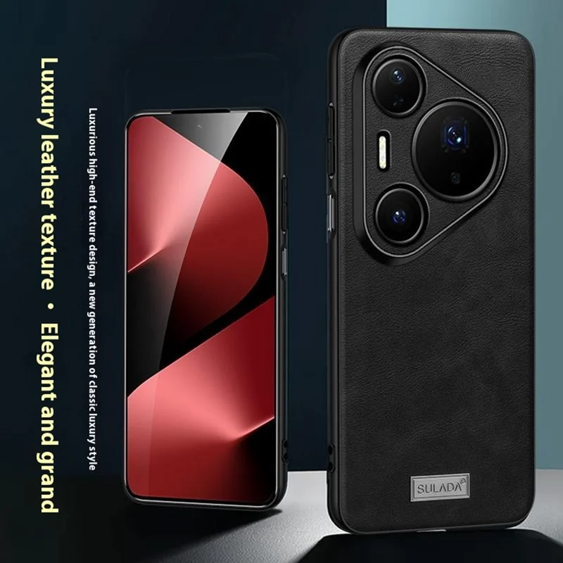 SULADA Hülle für Huawei Pura 80 Pro - Schwarze Ledertasche aus PU-Leder + TPU + PC Rückseite