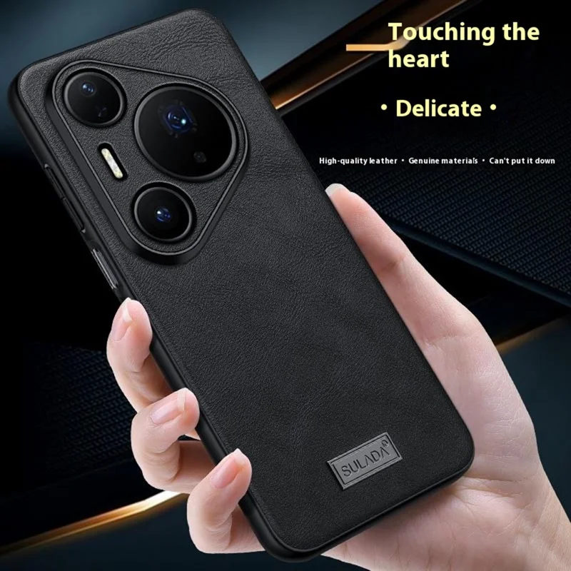 SULADA Hülle für Huawei Pura 80 Pro - Schwarze Ledertasche aus PU-Leder + TPU + PC Rückseite