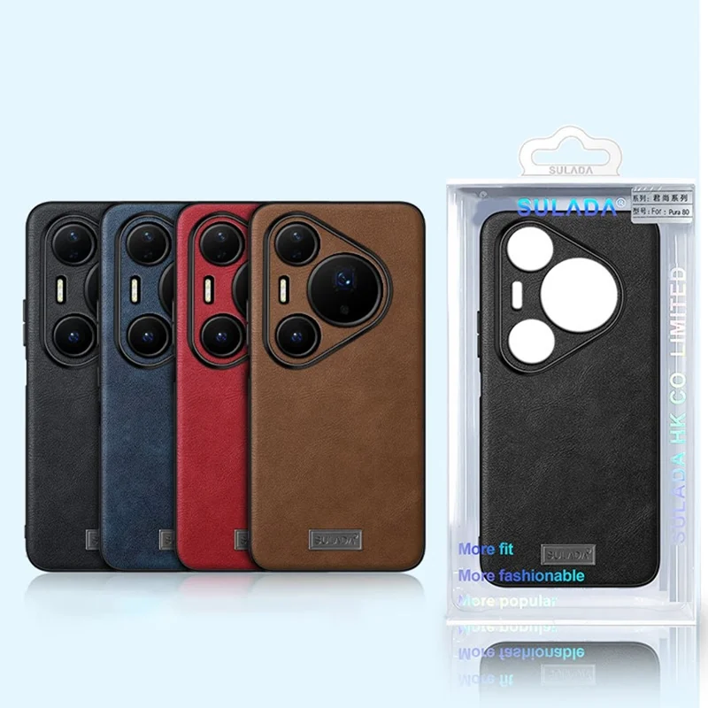 SULADA Hülle für Huawei Pura 80 Pro - Schwarze Ledertasche aus PU-Leder + TPU + PC Rückseite