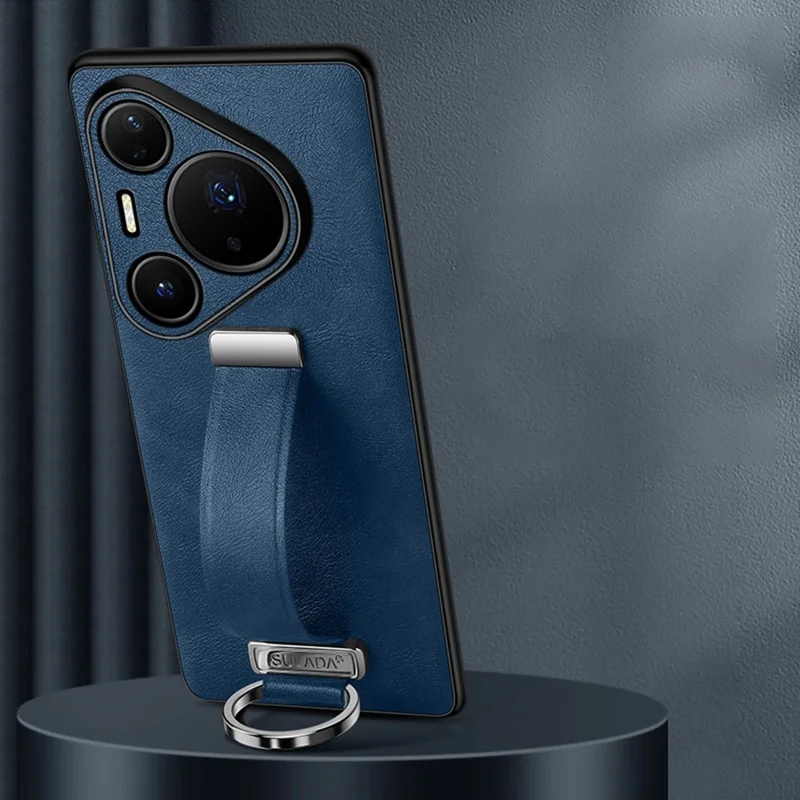 SULADA Série mode pour Huawei Pura 80 Ultra Étui Bracelet Support Coque arrière en cuir - Bleu