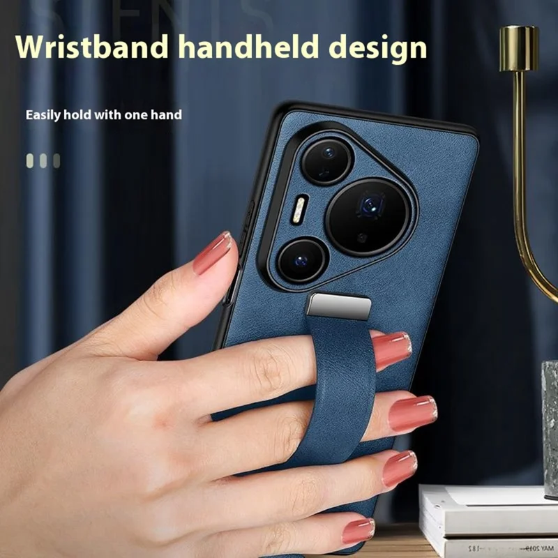 SULADA Série mode pour Huawei Pura 80 Ultra Étui Bracelet Support Coque arrière en cuir - Bleu