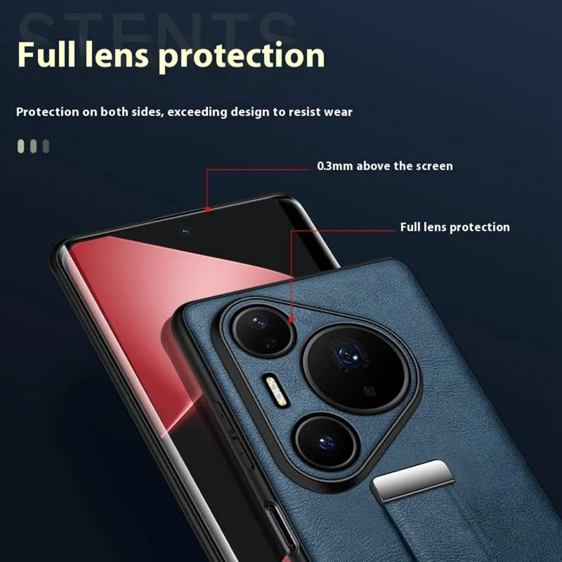 SULADA Série mode pour Huawei Pura 80 Ultra Étui Bracelet Support Coque arrière en cuir - Bleu