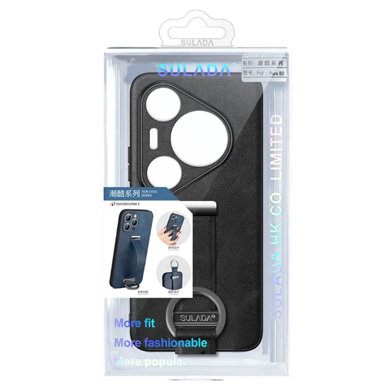 SULADA Série mode pour Huawei Pura 80 Ultra Étui Bracelet Support Coque arrière en cuir - Bleu