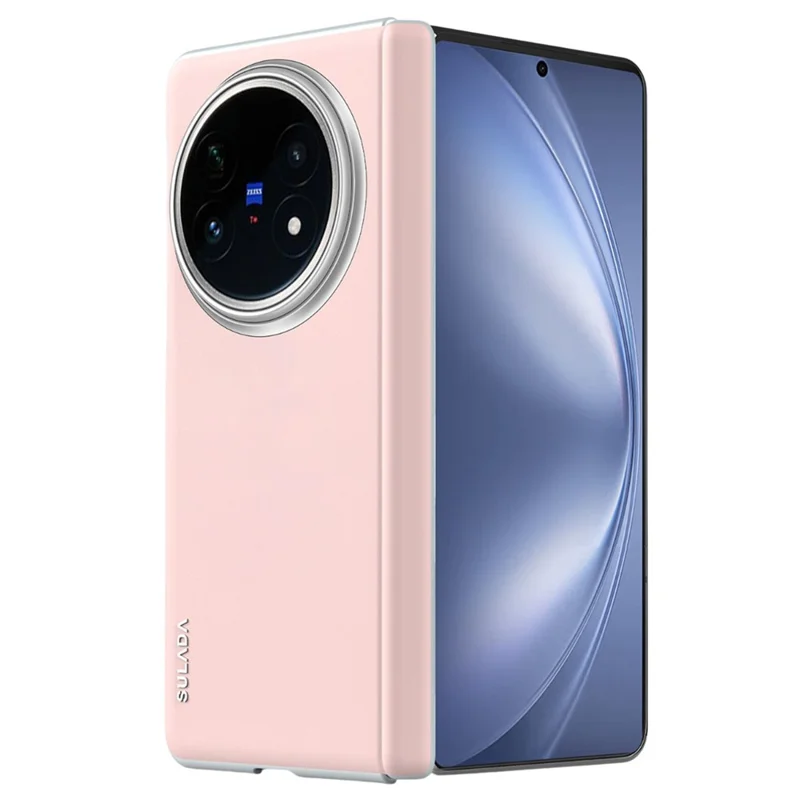 SULADA Für vivo X Fold5 5G Lederhülle Kompatibel mit MagSafe Scharnierschutz - Rosa