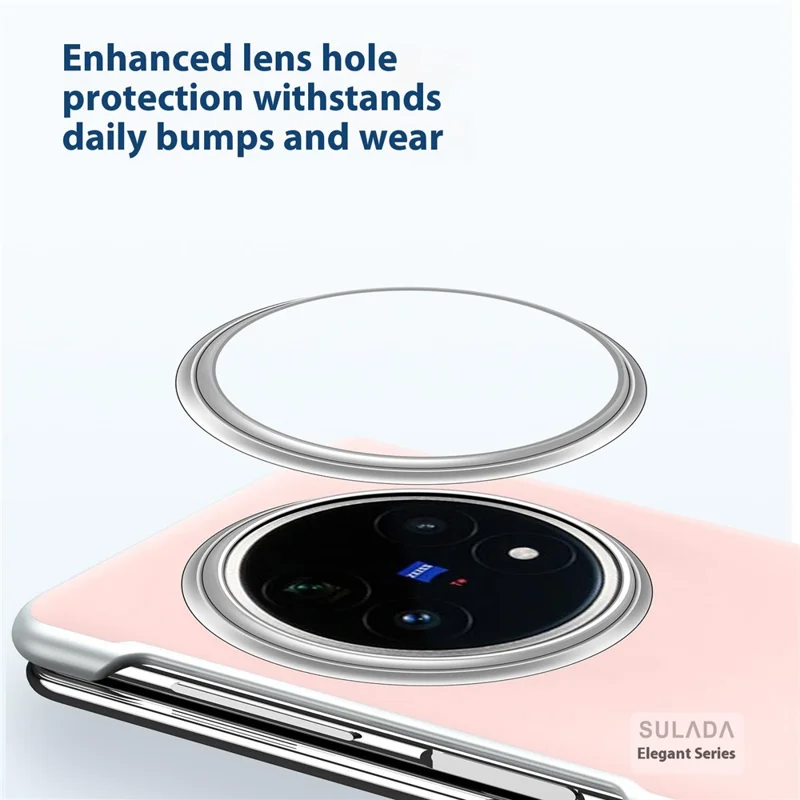 SULADA Für vivo X Fold5 5G Lederhülle Kompatibel mit MagSafe Scharnierschutz - Rosa