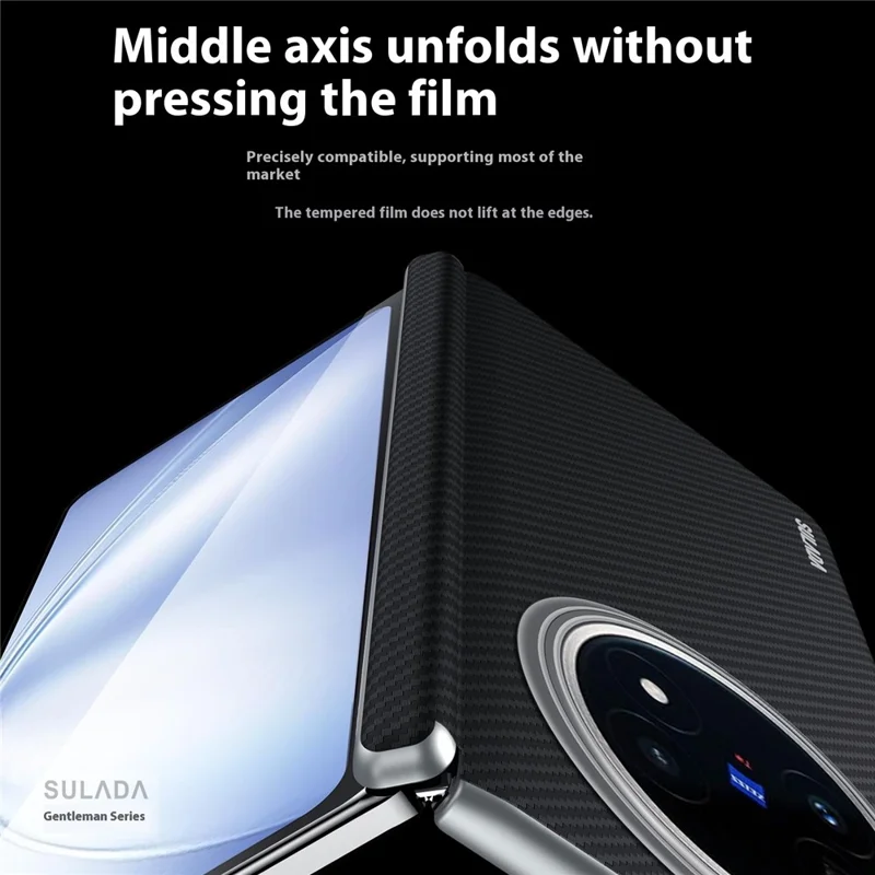 SULADA per vivo X Fold5 5G Cover Magnetica in Pelle+PC con Texture in Fibra di Carbonio - Nero