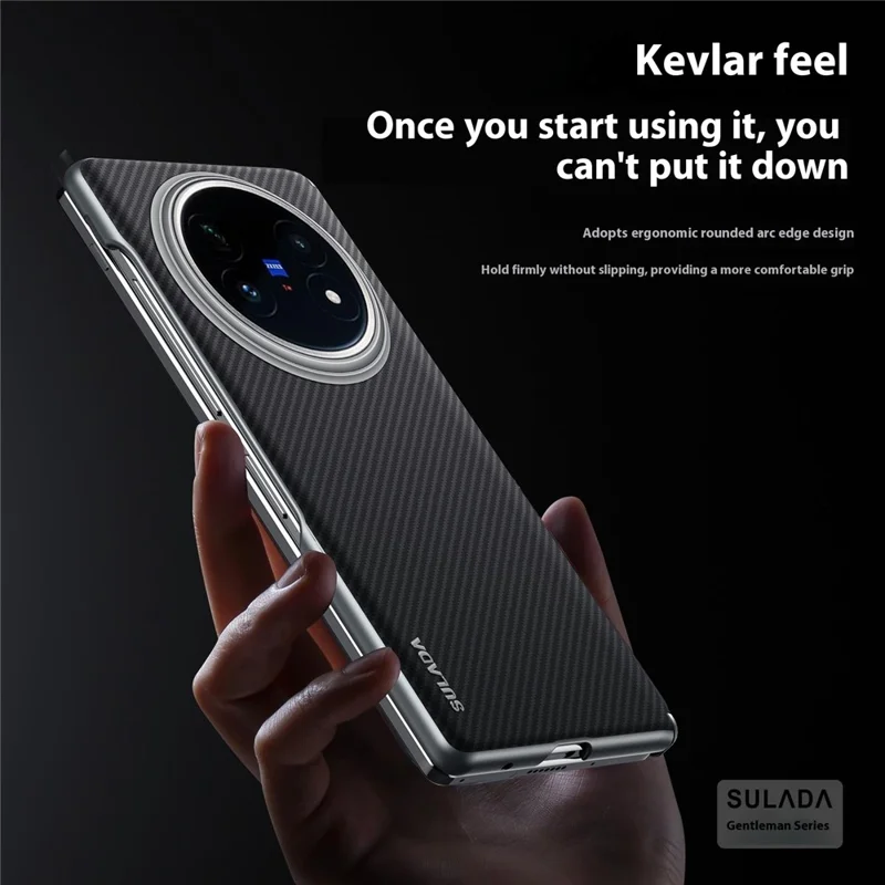 Funda Magnética SULADA para vivo X Fold5 5G de Cuero+PC con Textura de Fibra de Carbono - Azul