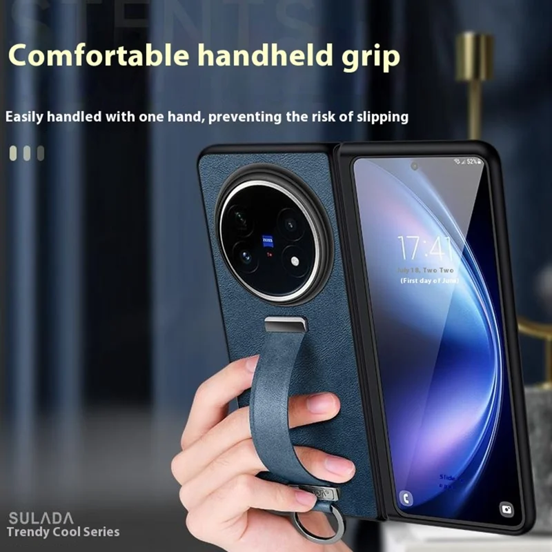 SULADA Serie Moda per Cover Telefono in Pelle vivo X Fold5 5G con Cinturino e Supporto - Blu