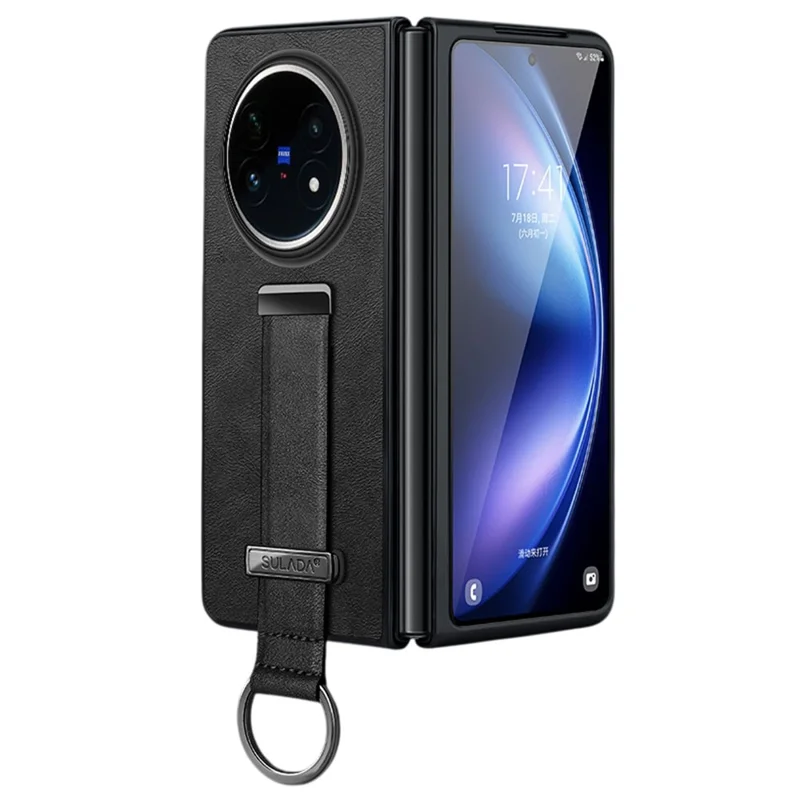 Étui SULADA Série Mode pour vivo X Fold5 5G avec Bracelet et Support, Cuir pour Téléphone - Noir