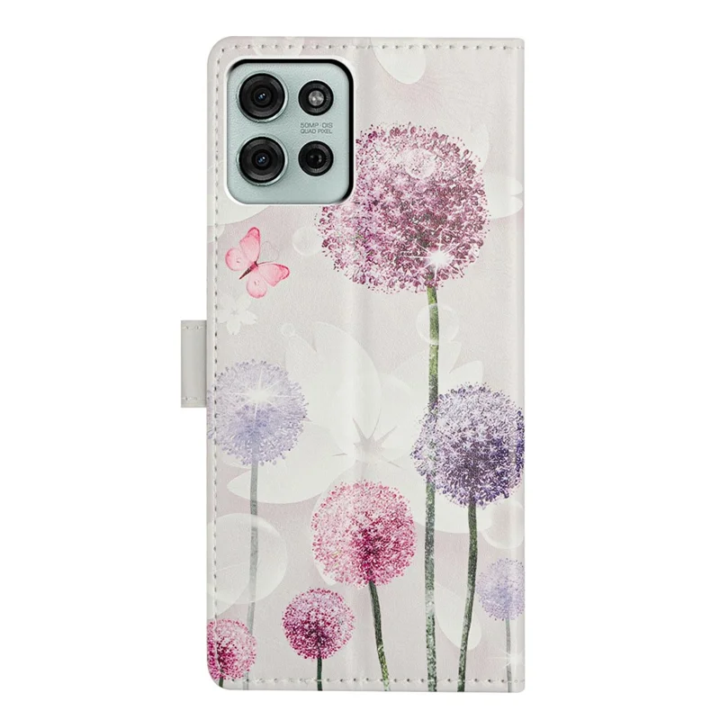 For Motorola Moto G86 5G Case Pattern Printing Wallet Stand Flip Leather Phone Cover with Strap - Dandelion