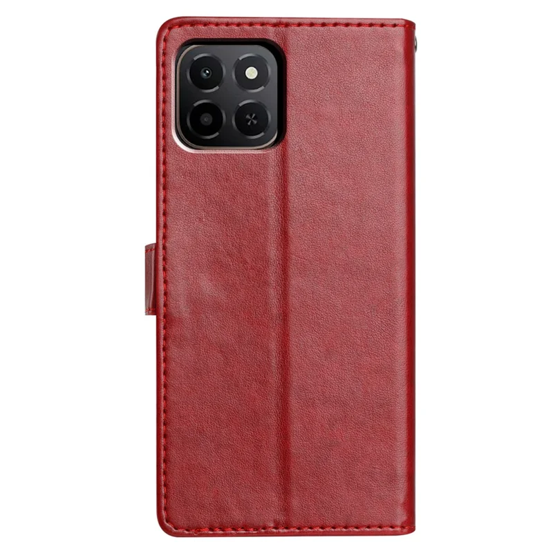 Per Honor X6c 4G Custodia in pelle Portafoglio Supporto Cover per telefono con comoda cinghia - Rosso
