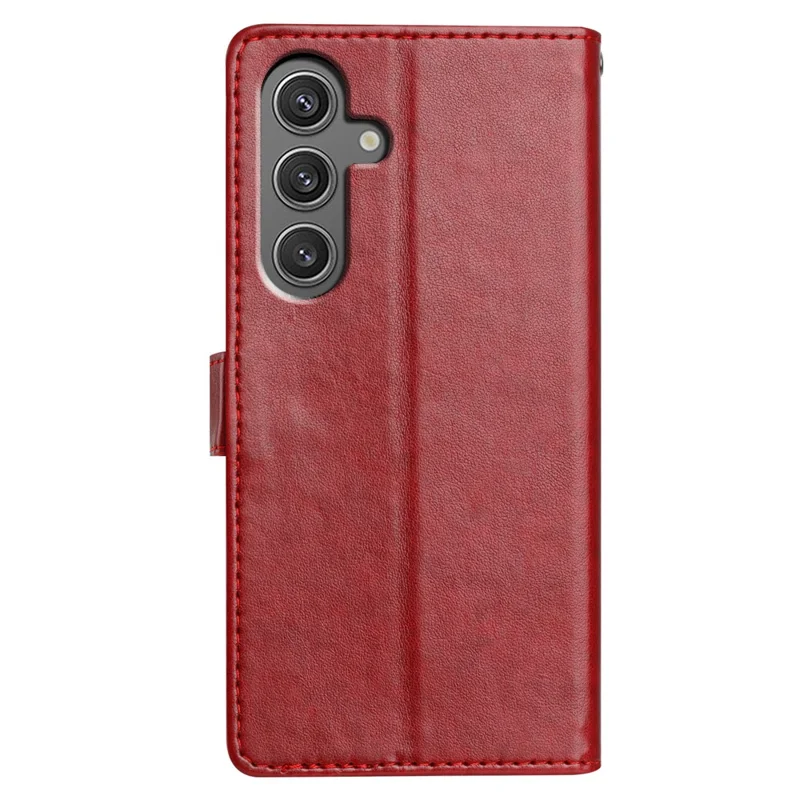 For Samsung Galaxy S25 FE Leather Case Wallet Stand Phone Cover with Handy Strap - Red