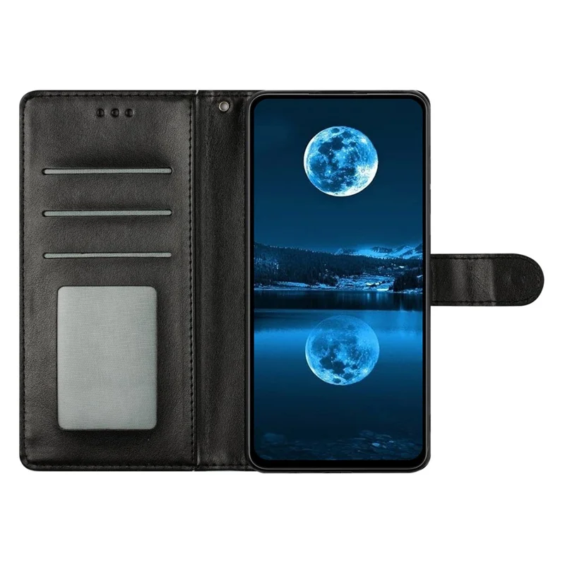 For Samsung Galaxy M36 5G Leather Case Wallet Stand Phone Cover with Handy Strap - Black