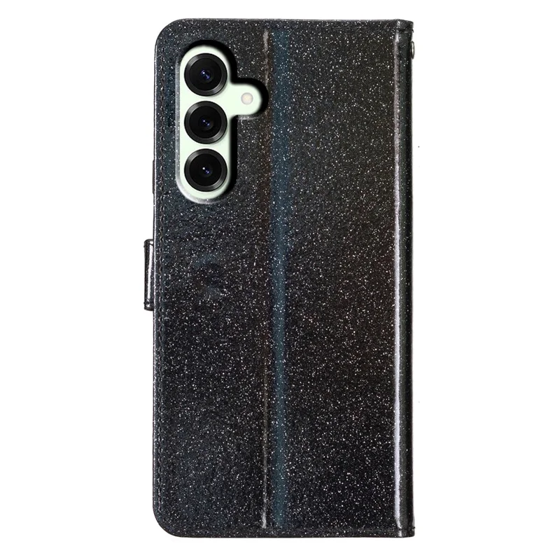 Per Samsung Galaxy M36 5G Cover a Portafoglio Glitterata Antigraffio in Pelle con Supporto e Cinturino - Nero