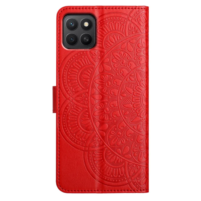 Per Honor X6c 4G Custodia in pelle con slot per schede Copertura del telefono con motivo mandala - Rosso