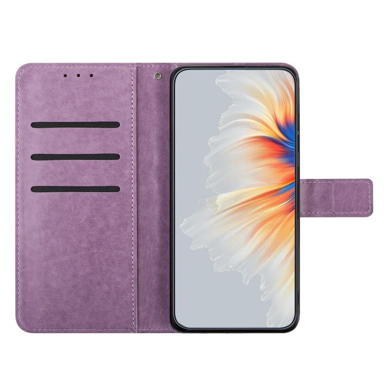 For Samsung Galaxy M36 5G Leather Case with Card Slots Mandala Pattern Phone Cover Stand - Purple