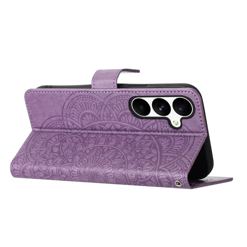 For Samsung Galaxy M36 5G Leather Case with Card Slots Mandala Pattern Phone Cover Stand - Purple