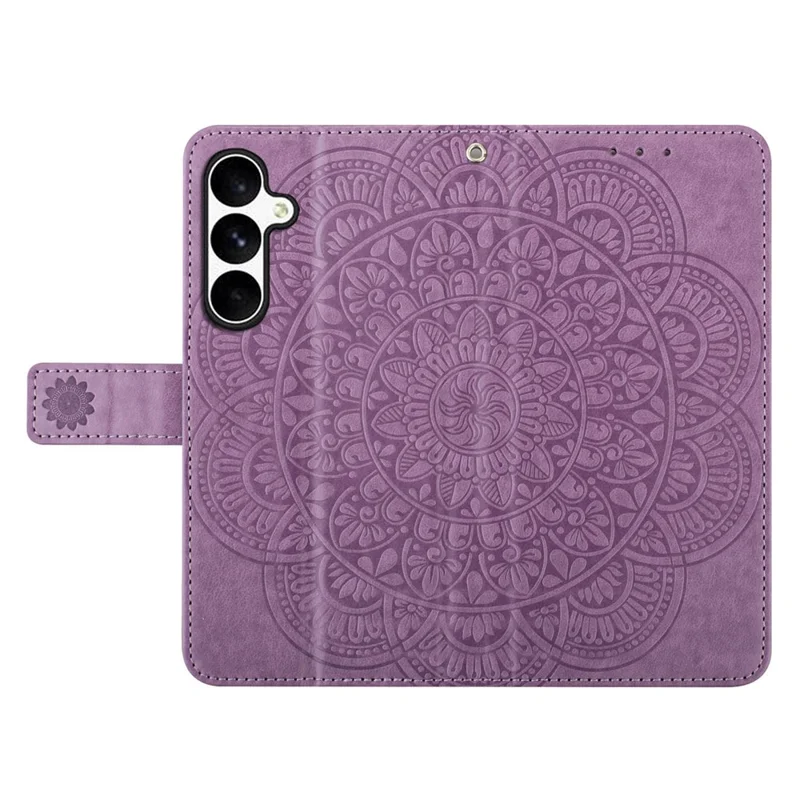 For Samsung Galaxy M36 5G Leather Case with Card Slots Mandala Pattern Phone Cover Stand - Purple