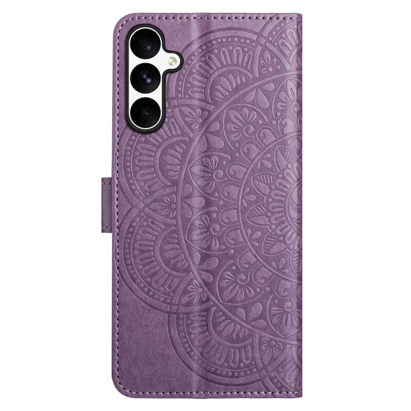 For Samsung Galaxy M36 5G Leather Case with Card Slots Mandala Pattern Phone Cover Stand - Purple