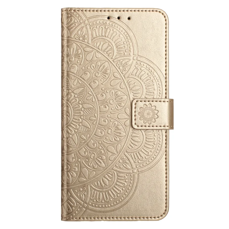 For Samsung Galaxy M36 5G Leather Case with Card Slots Mandala Pattern Phone Cover Stand - Gold