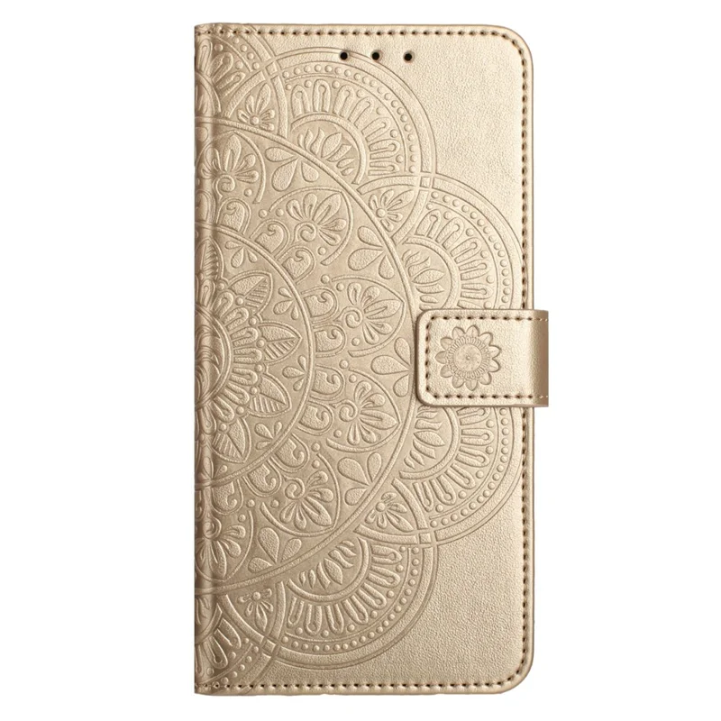 For Motorola Moto G86 5G Leather Case with Card Slots Mandala Pattern Phone Cover Stand - Gold