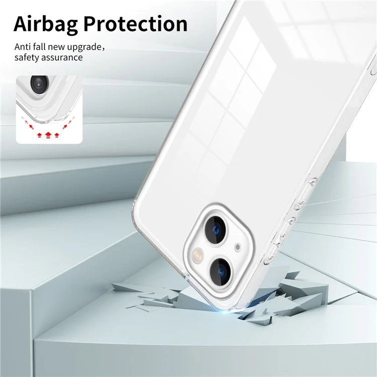 Para Iphone 14 3-en-1 Anti-drop Ultra Thin Telephone Base de Teléfonos Colorido Tapa Trasera Transparente Con Protección de Bolsas de Aire - Blanco