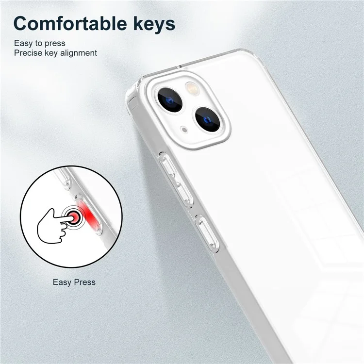 Per iPhone 14 Custodia per telefono 3 in 1 anti-caduta Ultra Thin, cornice colorata, copertura posteriore trasparente con protezione anti-urto - Bianco