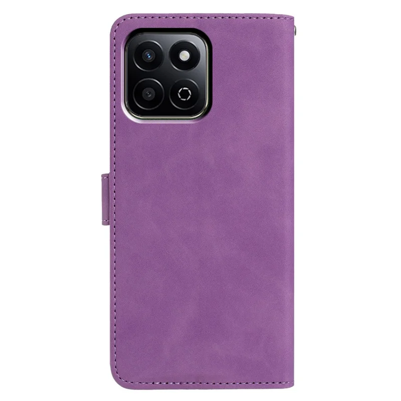 For Honor X6c 4G Case Butterfly Flower Imprinted PU Leather Wallet Stand Phone Cover - Purple