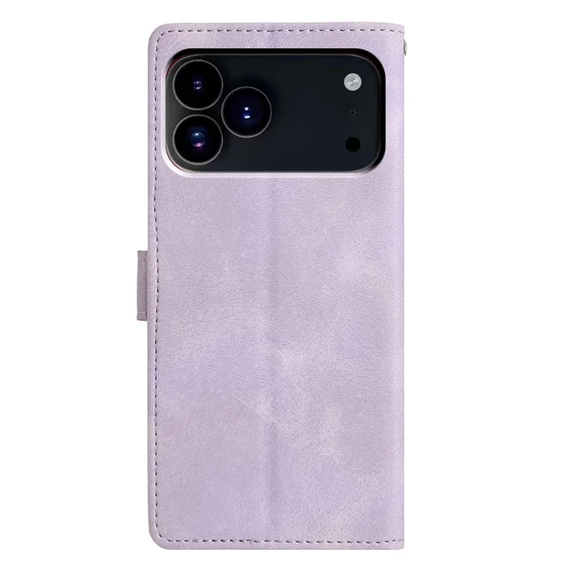 For iPhone 18 Pro / 17 Pro Case Wallet Stand Imprinted Triangle Pattern Leather Phone Flip Cover - Purple