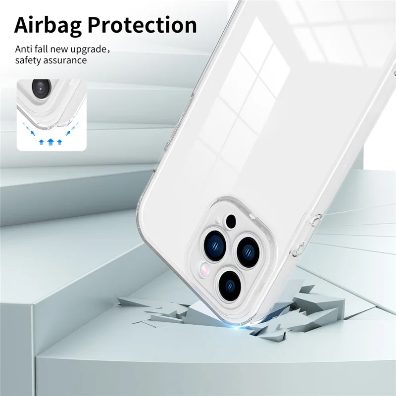 For iPhone 14 Pro 3-in-1 Transparent TPU Phone Cover with Colorful PC Frame Protective Phone Case - White