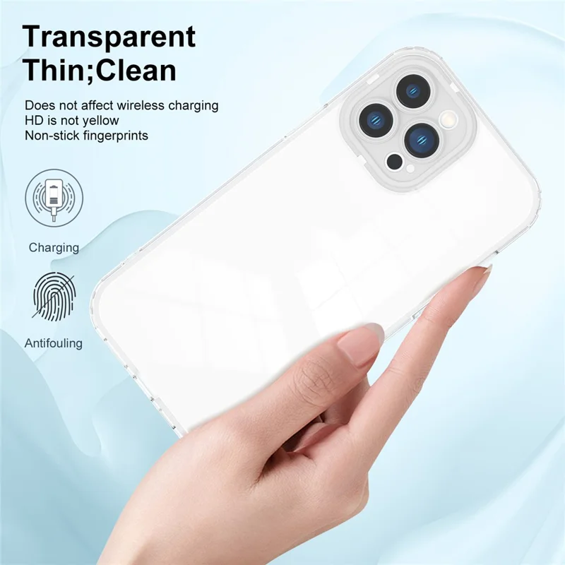 For iPhone 14 Pro 3-in-1 Transparent TPU Phone Cover with Colorful PC Frame Protective Phone Case - White