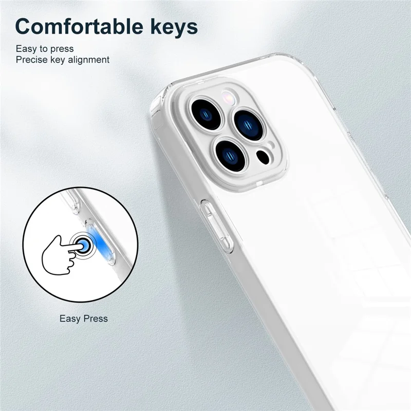 For iPhone 14 Pro 3-in-1 Transparent TPU Phone Cover with Colorful PC Frame Protective Phone Case - White