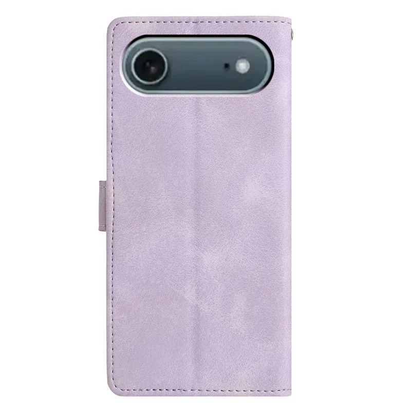 For iPhone Air Case Wallet Stand Imprinted Triangle Pattern Leather Phone Flip Cover - Purple