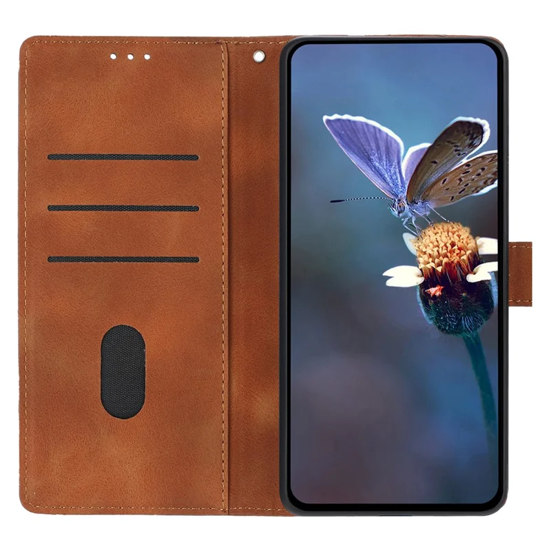 For iPhone Air Case Wallet Stand Imprinted Triangle Pattern Leather Phone Flip Cover - Brown