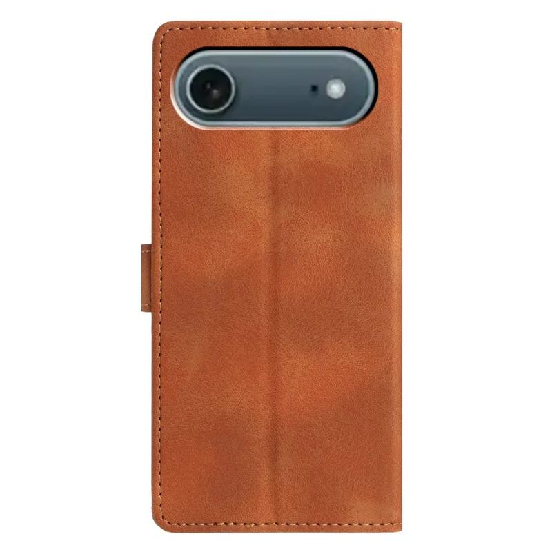 For iPhone Air Case Wallet Stand Imprinted Triangle Pattern Leather Phone Flip Cover - Brown