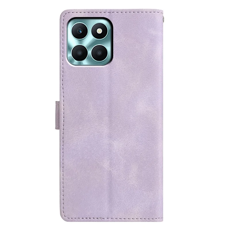 Cover a portafoglio con supporto per Honor X6c 4G, modello a triangoli impressi, in pelle - Viola
