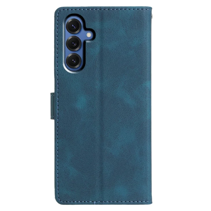 For Samsung Galaxy M36 5G Case Wallet Stand Imprinted Triangle Pattern Leather Phone Flip Cover - Blue