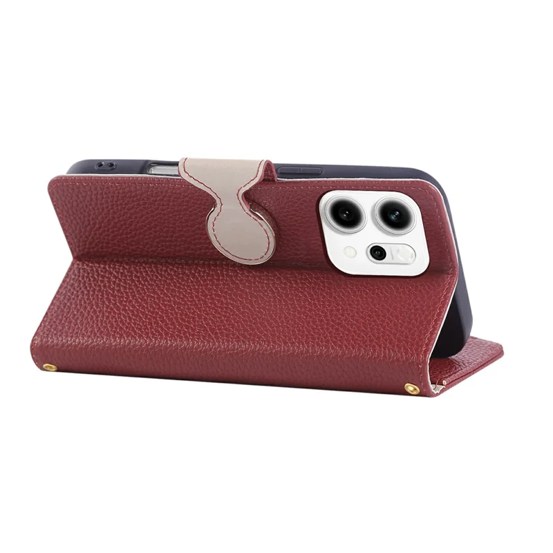 For Oppo Reno14 5G (Global) Case Zipper Wallet Leather Phone Cover with Wrist Strap - Wine Red