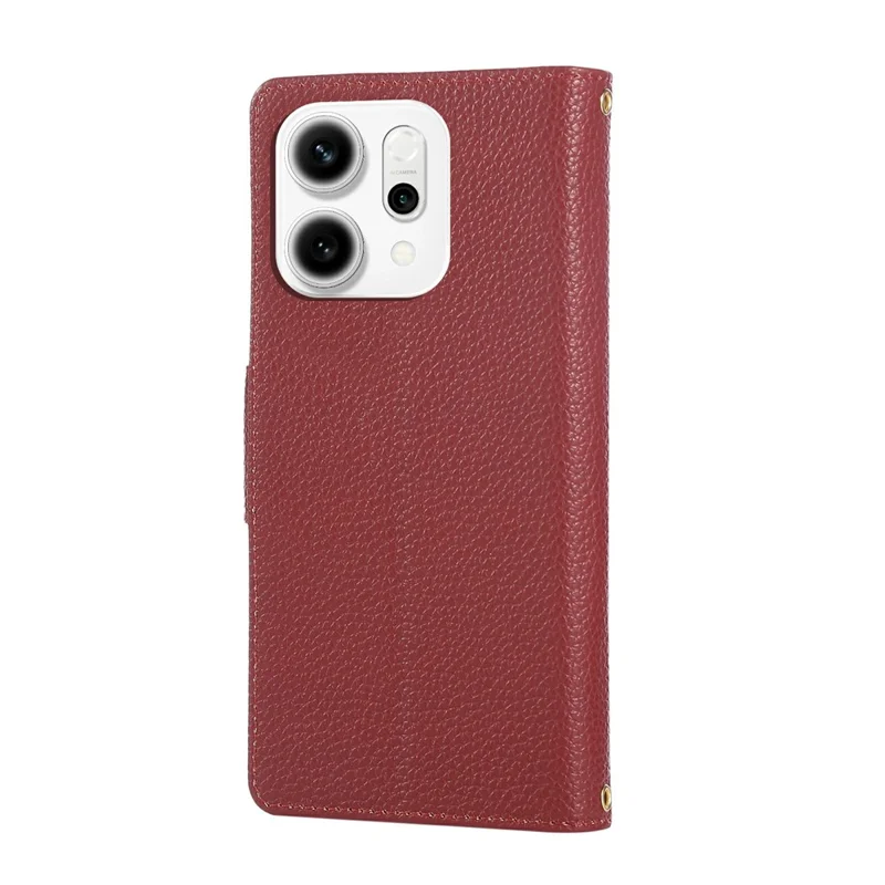 For Oppo Reno14 5G (Global) Case Zipper Wallet Leather Phone Cover with Wrist Strap - Wine Red