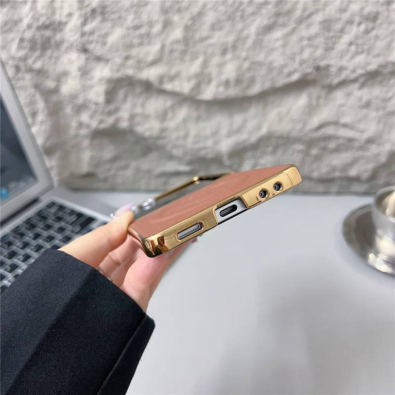 For Samsung Galaxy Z Flip7 5G Magnetic Case Nappa Texture PU + TPU + PC Phone Back Cover - Brown