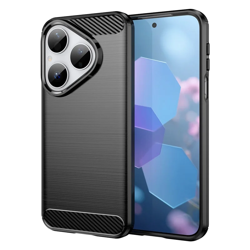 Capa para Huawei Pura 80 Proteção de Telefone Textura de Fibra de Carbono Escovada - Preto