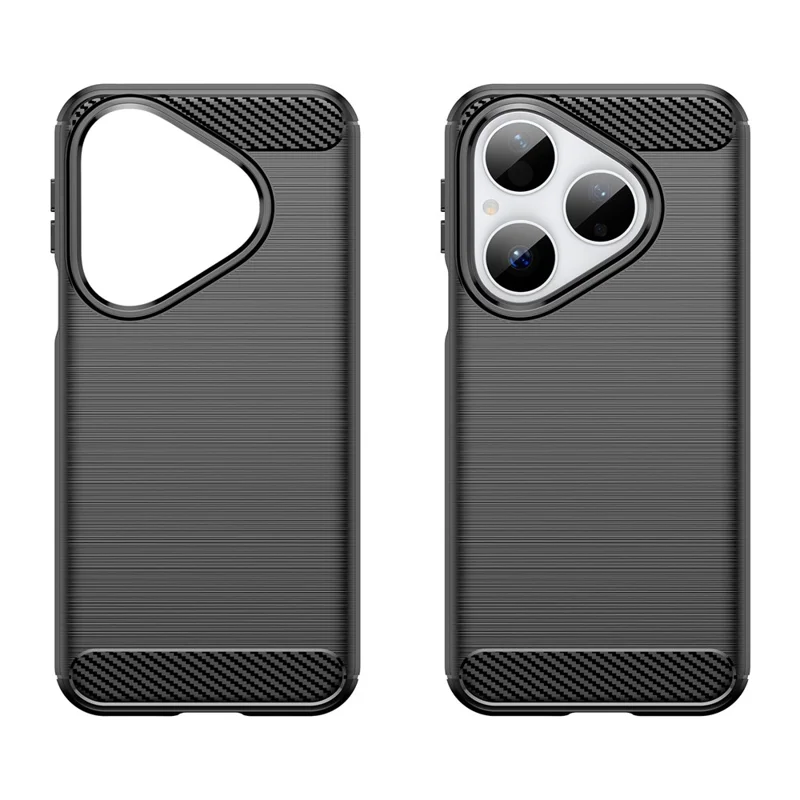 Capa para Huawei Pura 80 Proteção de Telefone Textura de Fibra de Carbono Escovada - Preto