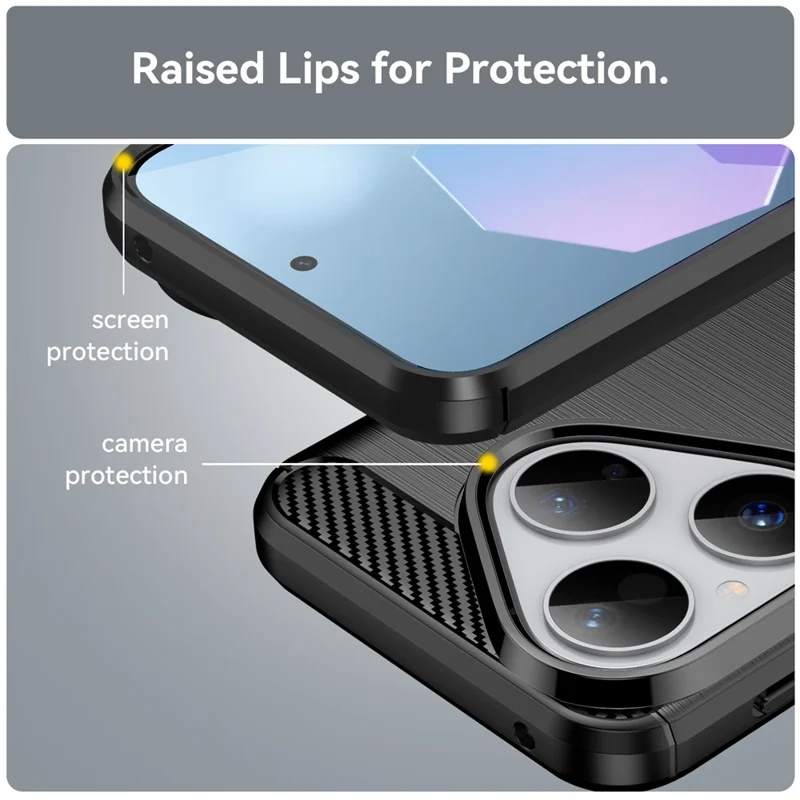 Capa para Huawei Pura 80 Proteção de Telefone Textura de Fibra de Carbono Escovada - Preto