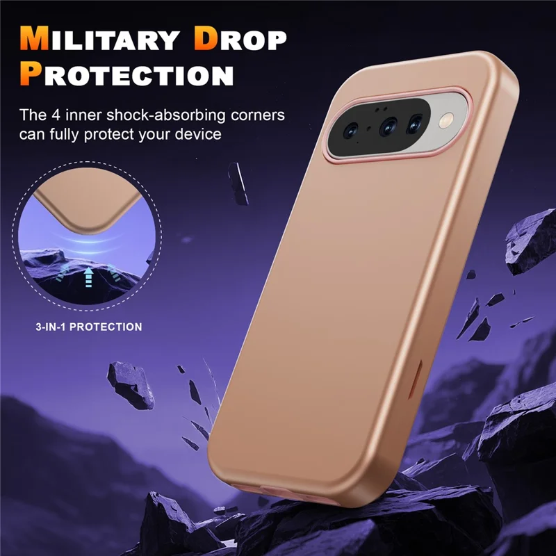GW03 For Google Pixel 10 / 10 Pro Case TPU + PC Phone Cover Dual Layer Shockproof - Rose Gold